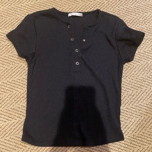 Black button short sleeve active USA